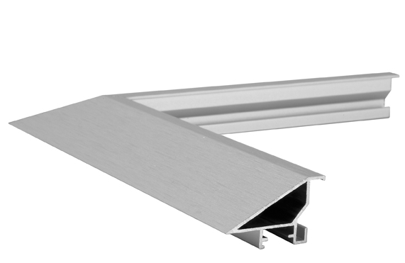 Modern brushed silver aluminum picture frame corner profile