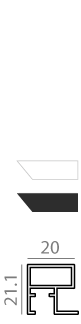 Technical diagram showing cross-section dimensions with 21.1 and 20 millimeter measurements