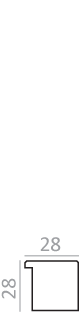 Technical diagram showing a square profile with dimensions 28 by 28 units.