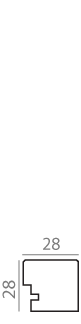 Technical cross-section diagram of a 28x28mm architectural profile