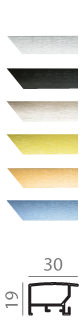 Aluminum profile finishes in various colors with technical dimensions