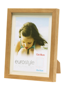 Oak wood eurostyle picture frame with 13x18cm opening