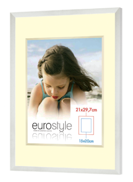 Silver Eurostyle photo frame with cream matting for 15x20cm pictures