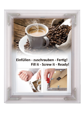 Customizable shaker picture frame for coffee beans with assembly instructions