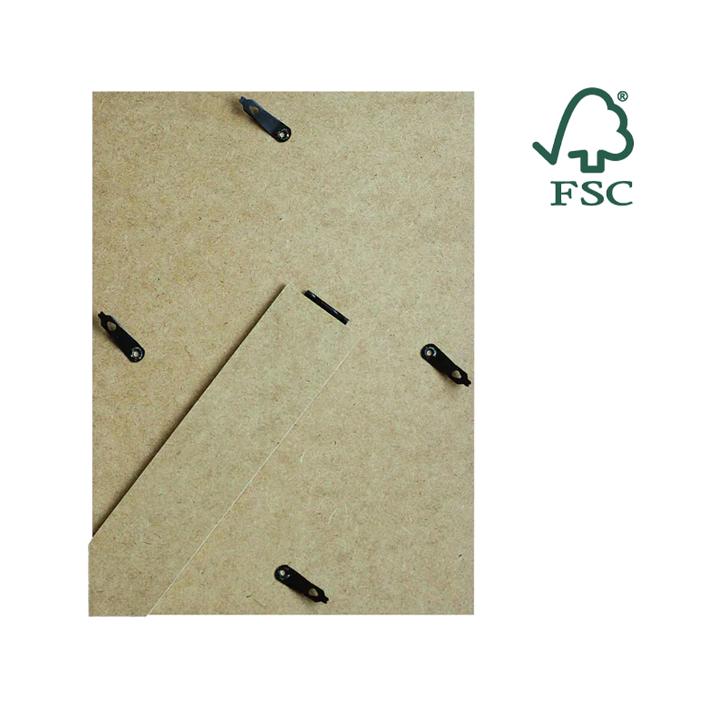 Dos d'un cadre photo en bois certifié FSC avec languettes de fixation