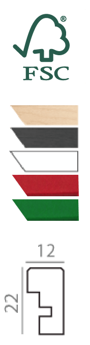 FSC certified wood frame profile dimensions and color options